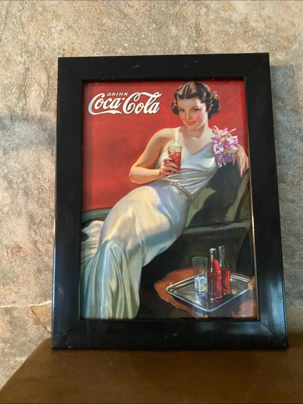 Coca Cola drink bottle Vintage Pinup girls 2 Art Framed collectible picture